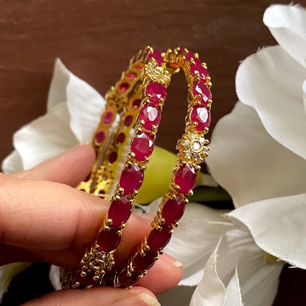 Ruby Bangles /CZ Bangles/ indian Bangles/Diamonds Bangles/Ruby bracelets/Bridal bangles/Pakistani Jewelry/One gram gold Jewelry