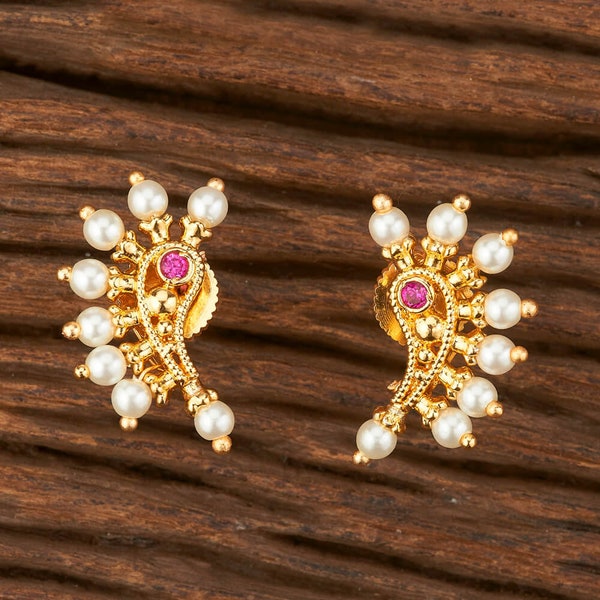 Gold Studs/ South Indian Earrings/kids earrings/ Delicate earrings/ jhumkas/Temple earrings/ Indian Wedding jewelry/ temple jewelry/Ruby