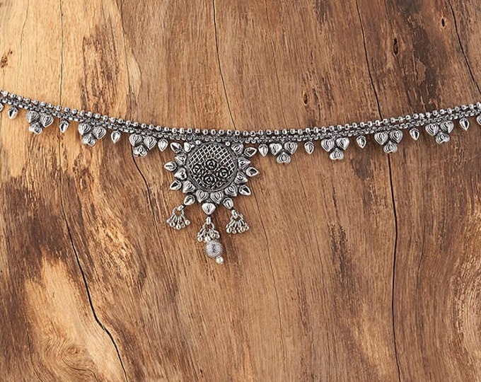 Oxidized Silver Belly Chain/indian Belly Chain/waist Belt/ Kamarbandh