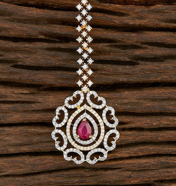 Diamond CZ tikka Maang tikka ruby tikka diamond tikka Blue tikka bollywood tikka Nethi Chutti Bridal tikka Indian forhead jewelry mint Pink