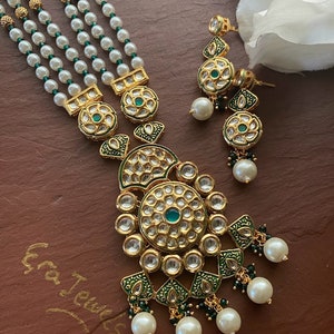 Kundan Necklace / Green Jadau Necklace/ Minakari Necklace/ Pearl Mala /Indian Jewelry/ Indian Necklace  /Sabyasachi /Statement necklace