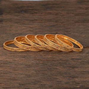 Matte Gold Bangles/6 Bangles set/Indian Bangles/Ruby /Bridal Bangle set/Indian wedding jewelry /pakistani bangles/wedding bangles/Gold chuda
