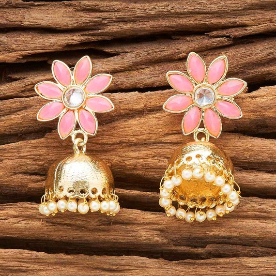 fcity.in - Carans Colorful Meenakari Jhumka Earrings Light Pink 1 Pair Of