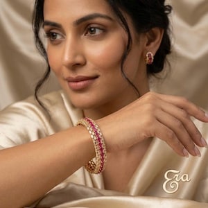 Brazaletes de circonita cúbica/Brazaletes de rubí/Brazaletes indios/Brazaletes de oro/Brazaletes nupciales/Joyas pakistaníes/Joyas de oro de un gramo