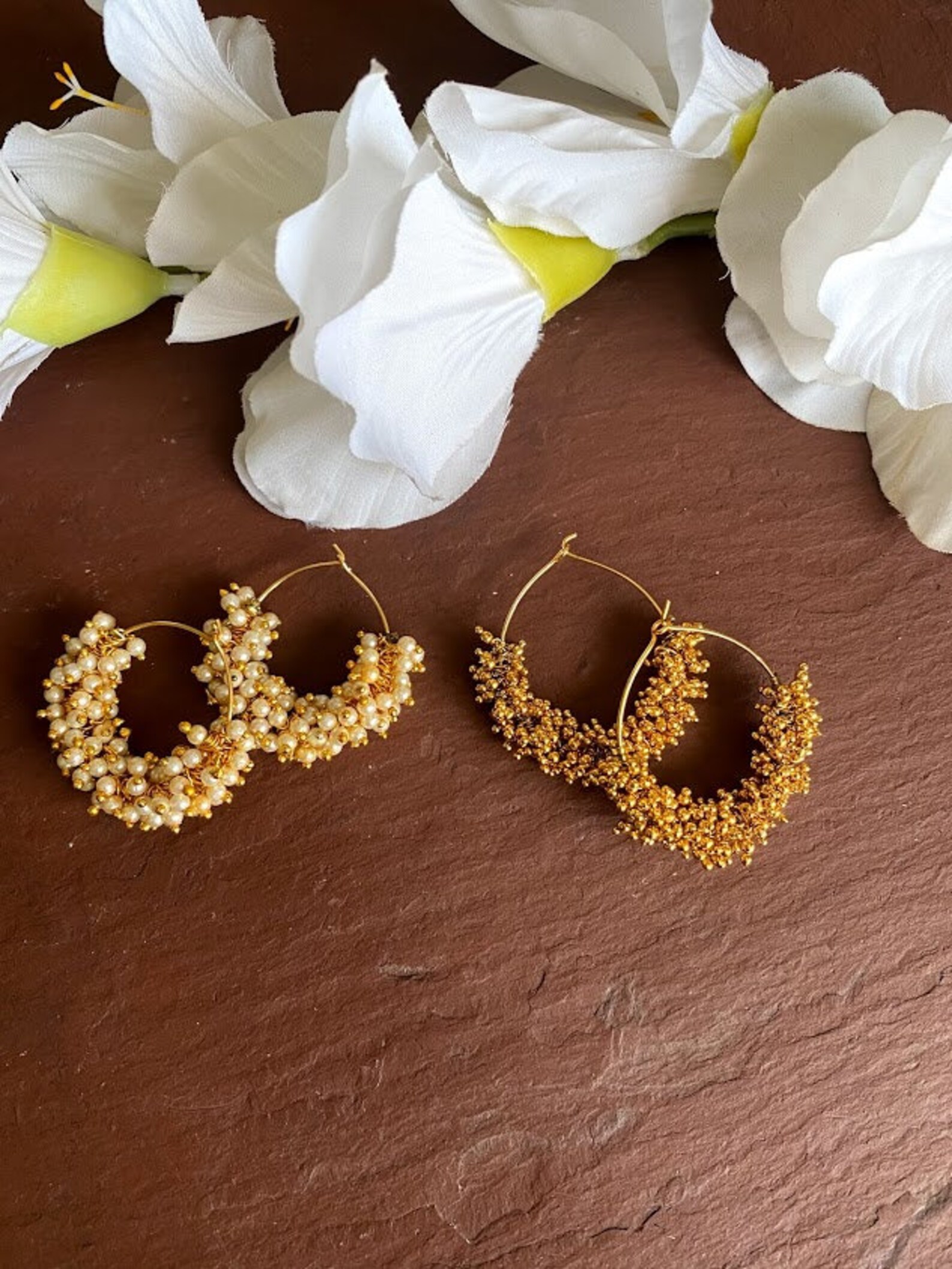 Indian Hoop Earrings/indian Earrings/pearl Hoops/ Jhumka Etsy