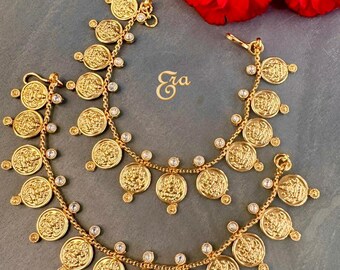 Gold Plated Coin Ear Chain/South Indian Temple Jewelry/kaan chain/ Sahare