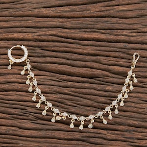 CZ Nose ring, Spring Nose Ring with gold chain, Nath, Indian Nose Ring, Diamond Nose Ring, Bridal Nose Ring, Nose Hoop