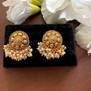 Gold Studs/Indian Studs/ Indian jewelry/Pearl earrings/South Indian earrings/Guttapusalu Earrings/Temple Earring /temple jewelry