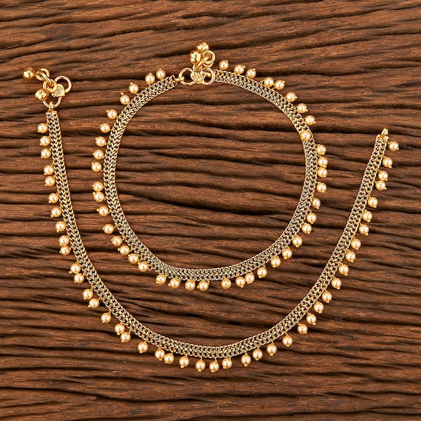 Delicate Gold Anklet/ Pearl Anklets /Indian Anklets /Antique Gold Anklets/Indian Traditional Anklets / Indian Payal /Golusu /pakistani Pajeb