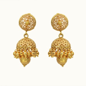 Indian Gold jhumkas/ Indian earrings /Jhumki/ light weight earrings/small earrings /kids jhumkis / GoldEarrings/South Indian Earrings