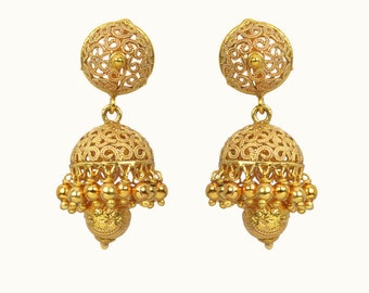 Gold Jhumka Earrings: Indian Jhumki Jewelry