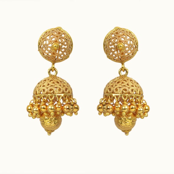 Gold children's earrings Flowers with zircons | JewelryAndGems.eu