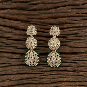 Antique Gold earrings/ polki earrings/ Indian earrings/ chandbali earrings/Ruby earrings /Green earrings/Kundan earrings/ Dull Gold Earrings