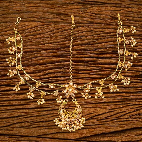 Gold Matha Patti Mathapatti Polki Tikka Gold Tikka Damini Bridal Tikka South Indian Jewelry Wedding Jewelry Bridal Jewelry Etsy UK