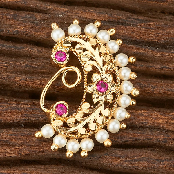 Nose cuffs /Ruby nose ring/Marathi nose ring /indian nose ring/ Nath/Indian Nose Ring/ nose studs/clip on/ bridal nosering/nose pin