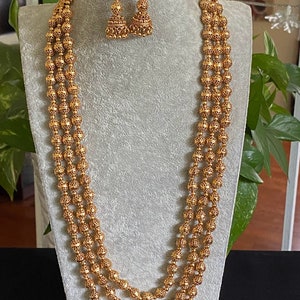 24 inches Long Necklace/Indian necklace / Matar Mala/ Gold Beaded Necklace/ Gold necklace/Beaded gold chain/Indian jewelry/Pakistani jewelry