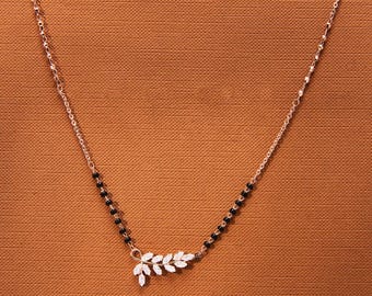 Diamond Rose gold Tanmaniya Mangalsutra/ Black beads necklace/Rose Gold Mangalsutra/Indian Jewelry /Bridal jewelry/Wedding jewlery/kala mani