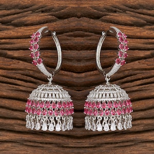 CZ Smaragdgrüne Jhumka / indische Creolen / Diamant Jhumkas / Silber Jhumka / Punjabi Schmuck Pakistanische Ohrringe / amerikanische Diamantohrringe