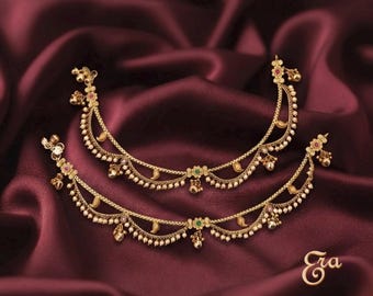 Anklets/ Kundan anklets /Antique Gold Anklets /CZ Anklet/ pajeb/ jhanjhar/Golusu/Indian payal /Bridal anklet/ gold payal/indian jewelry