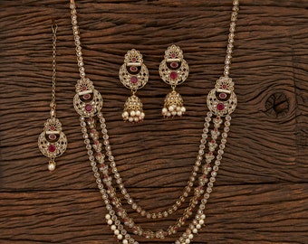 Ruby Polki Long Necklace/ Antique Dull Gold Indian Necklace/ Pakistani jewelry/ Indian jewelry/ Bridal  Necklace /Indian Wedding Jewelry