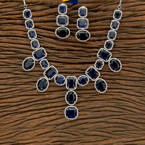 Diamond Necklace/Sapphire Blue CZ Choker / Indian Jewelry/ Pakistani Jewelry/ Indian Necklace/ CZ Necklace/ Punjabi Jewelry/ Indian Choker