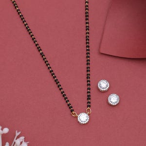 Mangalsutra/ Gold plated Mangal sutra/ Deepika padukone mangalsutra /CZ Mangalsutra/ndian Jewelry/Black Beads Necklace/ Karimani sara