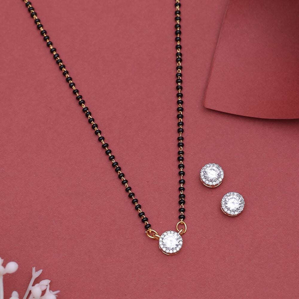 Mangalsutra/ Gold plated Mangal sutra/ Deepika padukone mangalsutra /CZ Mangalsutra/ndian Jewelry/Black Beads Necklace/ Karimani sara