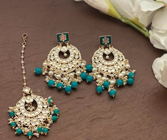 Kundan Maang Tikka And Earrings Set – Jaipri
