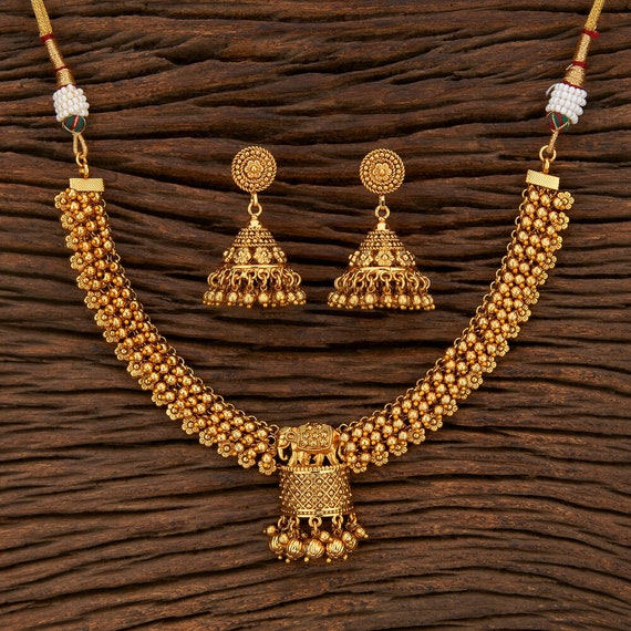 Gold Necklace /indian Gold Necklace Set 