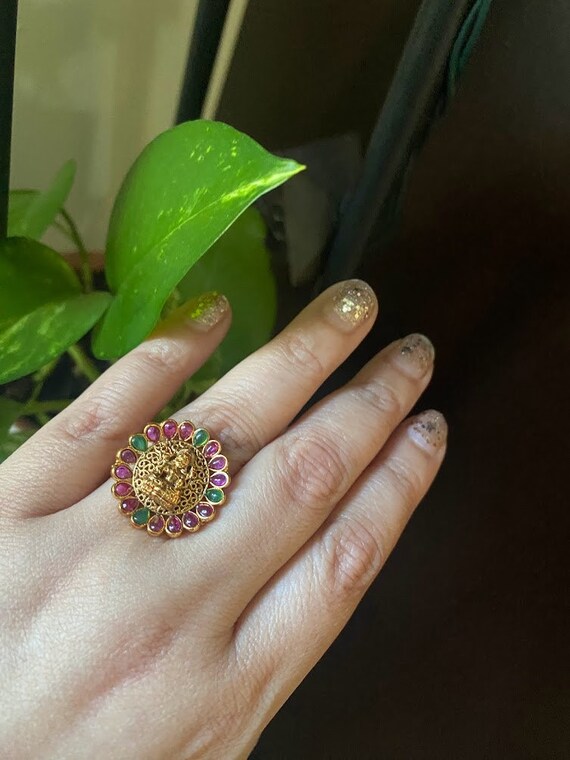 Temple Ring kemp Ring Matte Gold Ring Indian Finger Ring