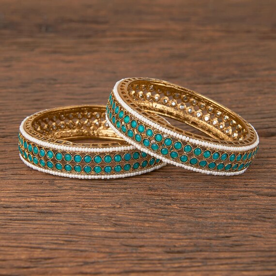 Green Bangles Pair / Thick Bangles /indian Bangles/antique Dull