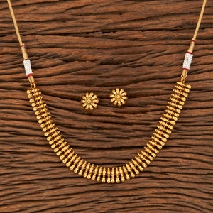 Matte Gold Necklace /Indian Gold Necklace Set/ Indian Choker/Amrapali Necklace /Temple necklace /temple jewelry/  Indian jewelry