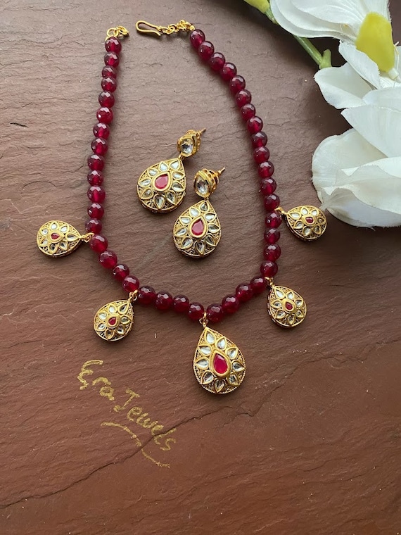 Kundan meena shop necklace set