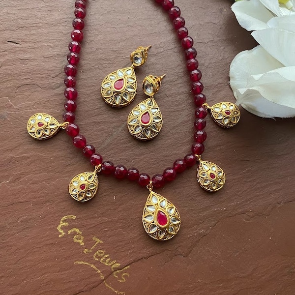 Kundan Necklace/Ruby Meena necklace/ Meenakari necklace set/Indian Choker necklace /Rajasthani Necklace/Indian Jewelry/Bridal Necklace