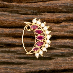 Indian Nose ring /NON piercing Gold nosering/clipon press nose ring/no piercing nose pin/Indian Nose Ring/Marathi nath/Indian Bridal Jewelry
