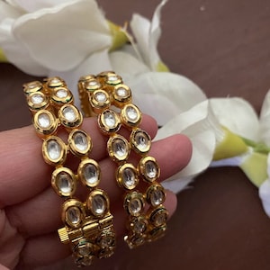 kundan Bangles/Gold Bangles/Indian Bangles/Indian kada/openable bangle/gold kada/Kundan kada/Indian wedding jewelry /pakistani kada/bracelet