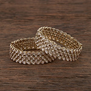 2.4 &quot; Antique dull Gold polki Bangles/ polki Kada /Openable Indian Bangles/Indian kada/Kundan bangles/Indian wedding jewelry /pakistani kada