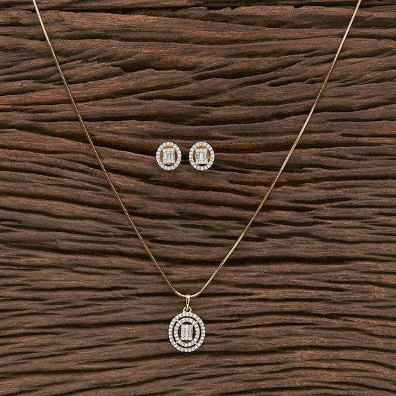 CZ Pendant Set With Earrings and Chain 