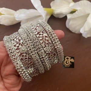 Polki Bangles set/CZ Bangles set / Indian Bangles/Silver Bangles/Indian wedding jewelry/Pakistani jewelry/kundan Bangles /Bridal Bangles set