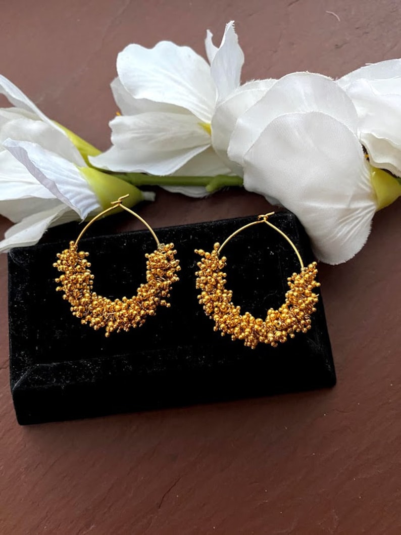 Indian Hoop Earrings/indian Earrings/pearl Hoops/ Jhumka Etsy