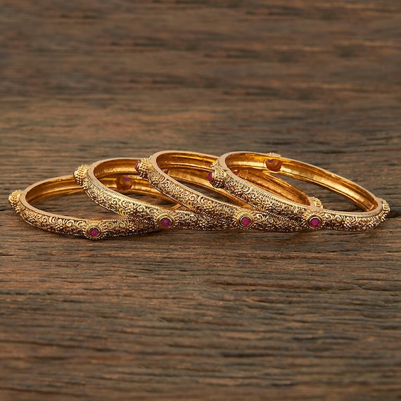 Antique Gold Bangles Indian Bangles Bangles Set of 4 bridal Bangles antique Gold Kada temple Jewelry south Indian Jewelry wedding Jewelry Etsy Canada