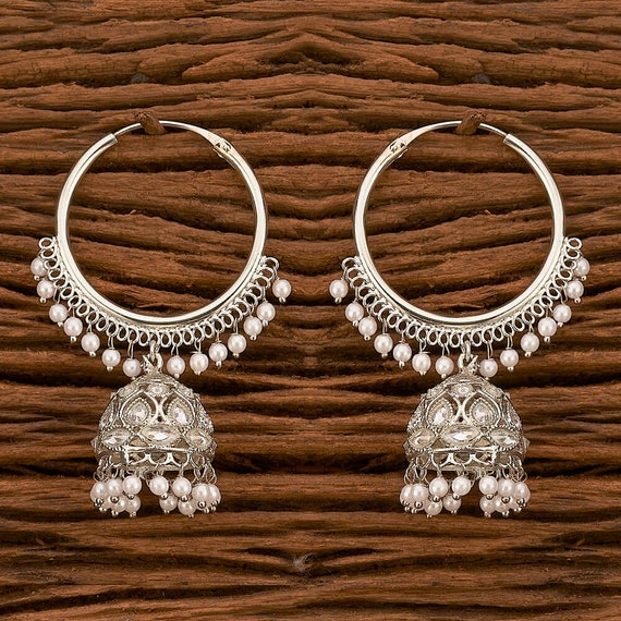 Indian Hoop Earrings silver Hoop Jhumka Earrings Pearl Hoops silver CZ Jhumkis baali Earrings Punjabi Earrings Pakistani Earrings zircon Etsy Australia