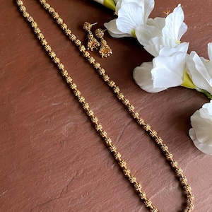 Long Necklace/ Indian necklace / Matar Mala/ Gold Ball Necklace/Long Gold necklace/Beaded gold chain/Indian jewelry/Pakistani jewelry