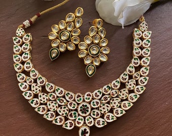 Green Kundan Necklace Polki kundan set kundan set Indian Jewelry Indian Necklace set kundan jewelry wedding jewelry sabyasachi necklace