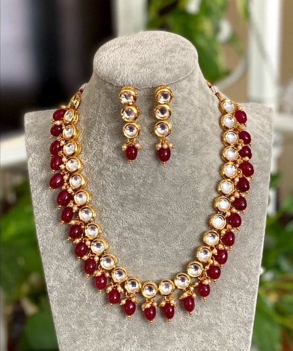 Kundan ruby necklace deals