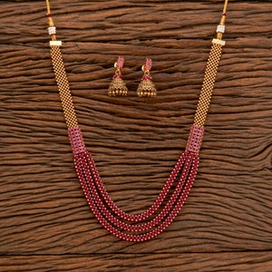 Long necklace/ gold necklace /Indian Necklace/polki necklace/Ruby Necklace/ multilayered  necklace/ South Indian jewelry/Temple Necklace