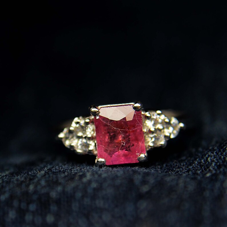 Natural Cushion Ruby RingWomen Statement RingValentine Day Gift For HerEngagement RingJuly Birthstone RingPersonalize Women Tiny Ring