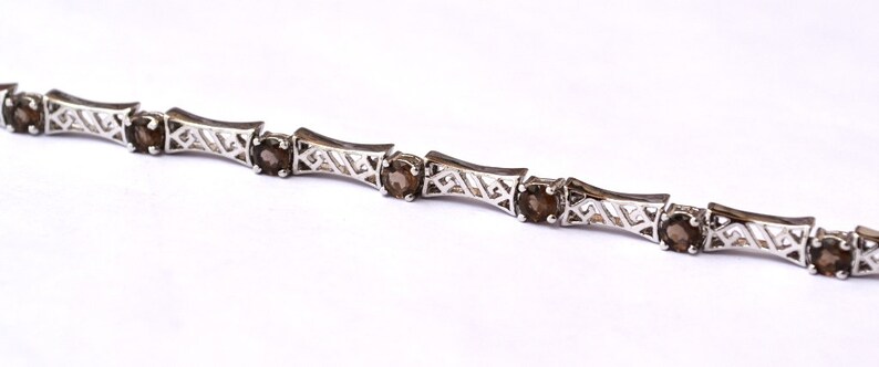 Natural Smoky Quartz Bracelet925 Sterling Silver BraceletWomen Designer BraceletGemstone Handmade BraceletGift For HerTennis Bracelet