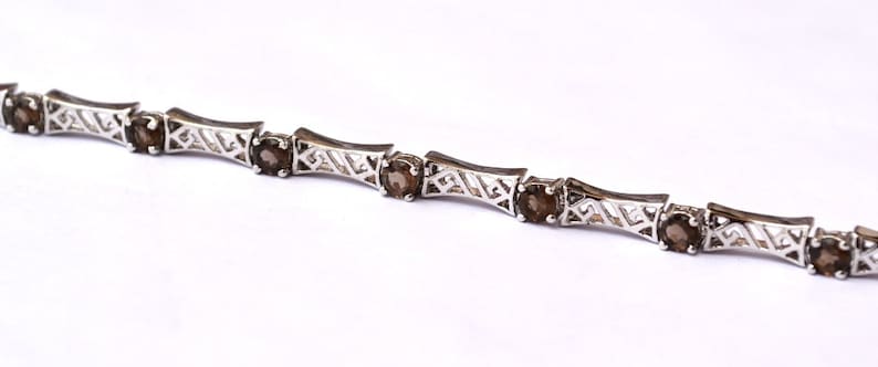 Natural Smoky Quartz Bracelet925 Sterling Silver BraceletWomen Designer BraceletGemstone Handmade BraceletGift For HerTennis Bracelet