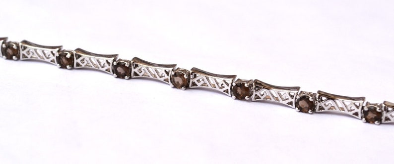 Natural Smoky Quartz Bracelet925 Sterling Silver BraceletWomen Designer BraceletGemstone Handmade BraceletGift For HerTennis Bracelet